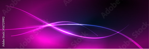 Blue neon glowing lines, magic energy space light concept, abstract background wallpaper design
