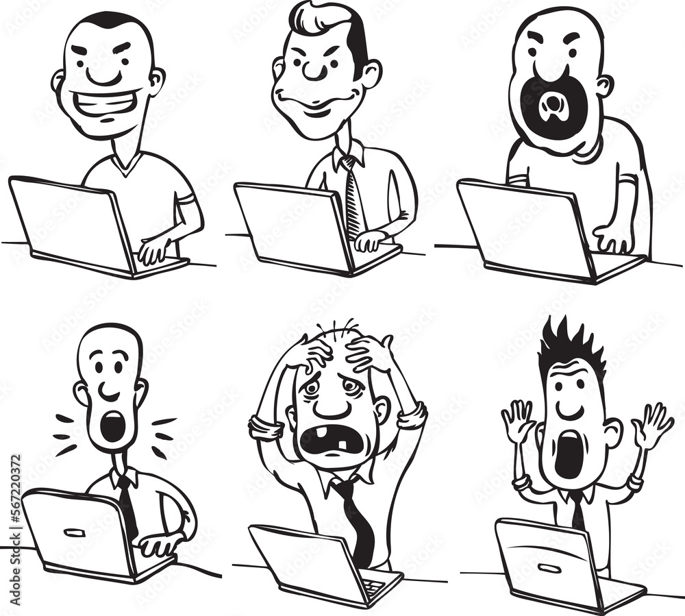 cartoon doodle dudes with laptops - PNG image with transparent background cartoon doodle dudes with laptops - PNG image with transparent background