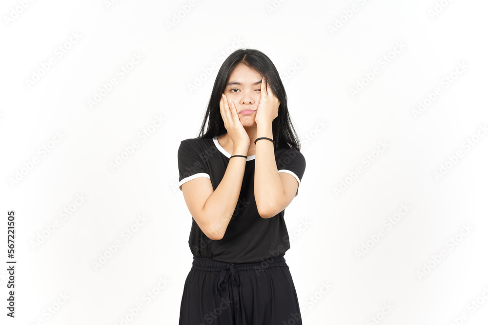 Boring gesture Of Beautiful Asian Woman Isolated On White Background Boring gesture Of Beautiful Asian Woman Isolated On White Background