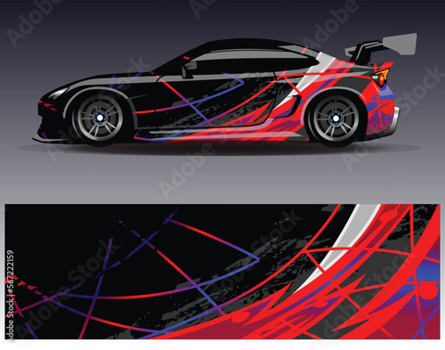 Car wrap design concept. Abstract racing background for wrapping vehicles race cars cargo van pickup trucks and racing livery