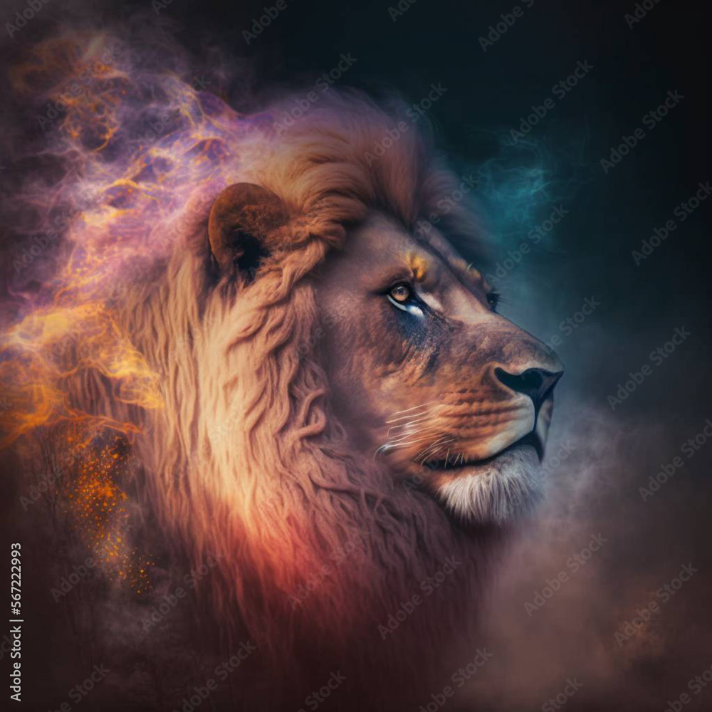 Naklejka premium Mythical Lion in 8k, high-definition art. 
