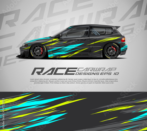 Sport car wrap graphic abstract stripe racing background kit designs. eps 10