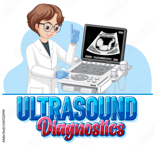 Doctor using ultrasound scanning machine