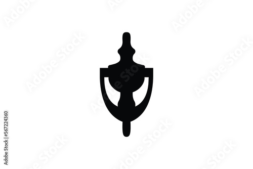 Creative and minimalist door knocker icon logo design template on White background