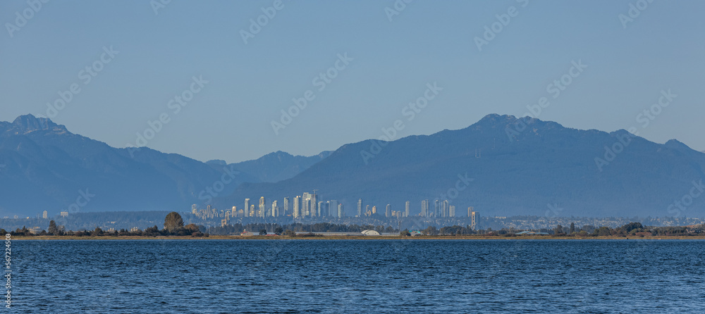 Landscape view of the coast city Richmond, British Columbia. Travel photo