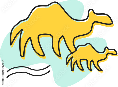 Camel in desert illustration vector