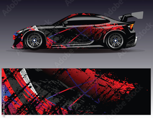 Car wrap design concept. Abstract racing background for wrapping vehicles race cars cargo van pickup trucks and racing livery