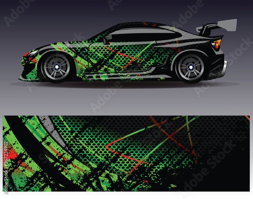 Car wrap design concept. Abstract racing background for wrapping vehicles race cars cargo van pickup trucks and racing livery