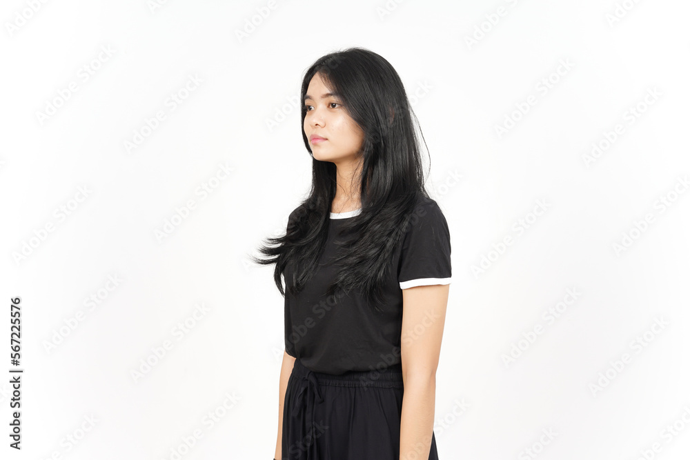 Smile and Side View Standing Of Beautiful Asian Woman Isolated On White Background Smile and Side View Standing Of Beautiful Asian Woman Isolated On White Background