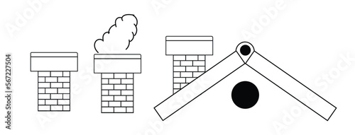 Chimney Doodle vector icon set. Drawing sketch illustration hand drawn line.