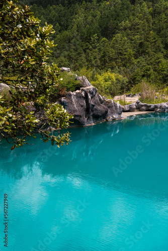 Nature scenes clearly turquoise blue lake of Blue Moon Lake at Blue Moon Valley at lijiang Yunnan province China