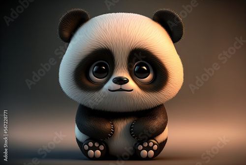 3D Cartoon Panda Sitting