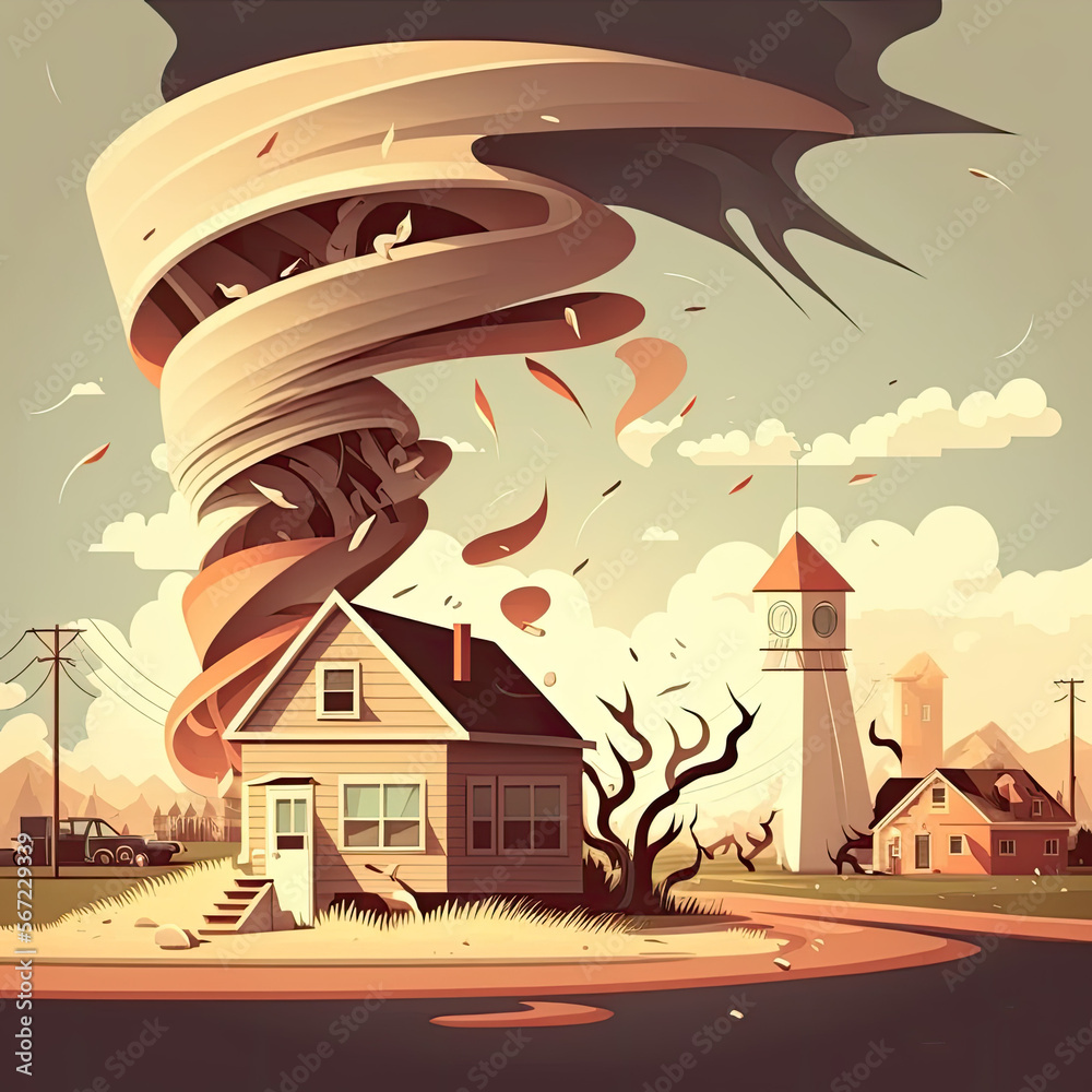Vector Image of Tornado Over Community Generative AI Stock Illustration ...