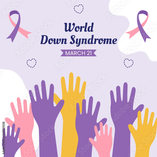 World Down Syndrome Day Social Media Illustration Flat Cartoon Hand Drawn Templates