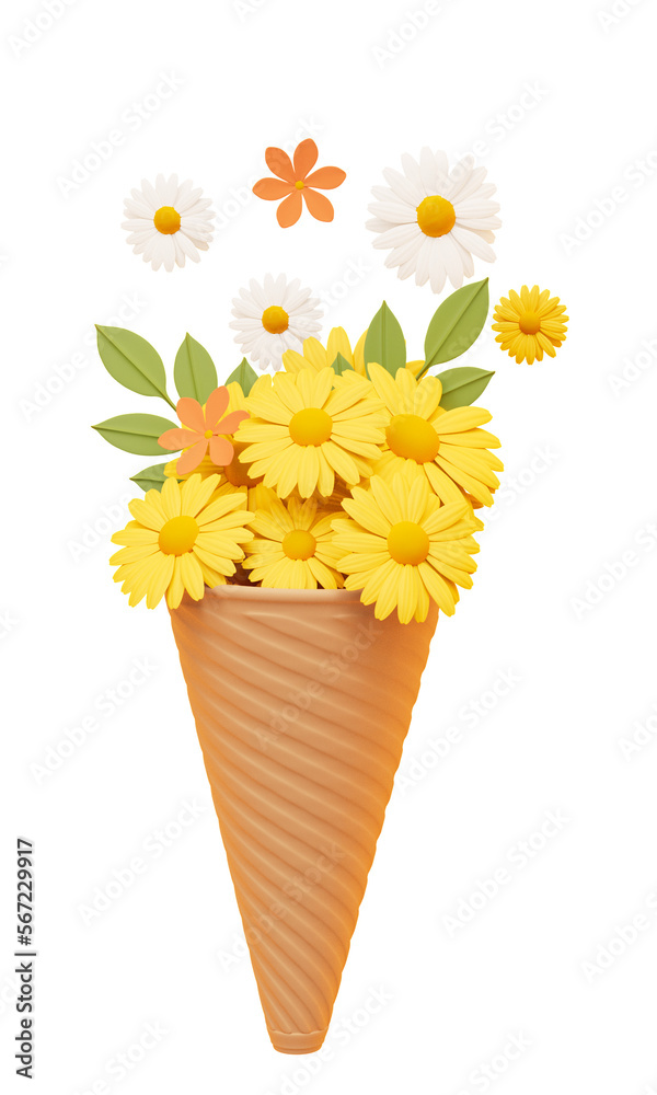 Waffle cone with chamomile flower cutout