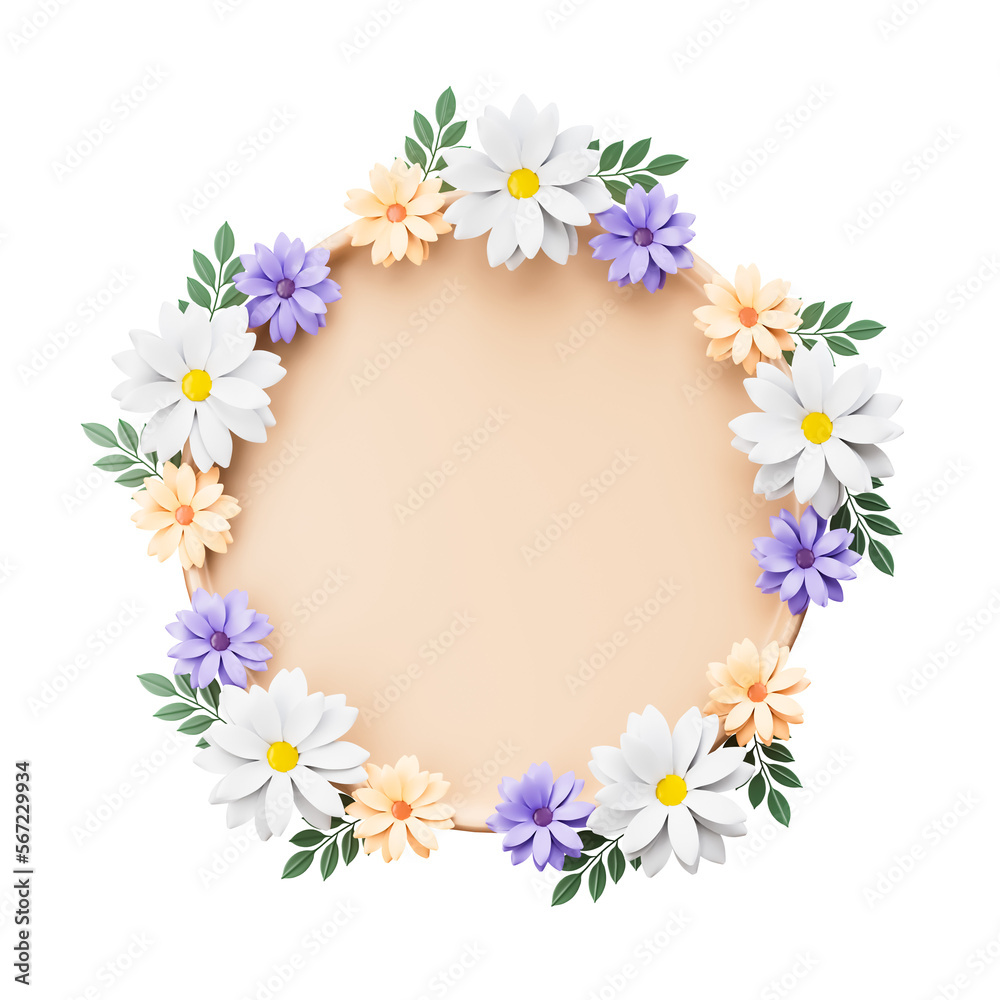 Chamomile spring summer frame cutout