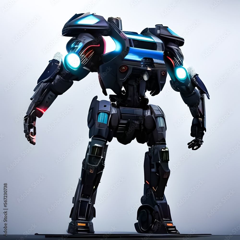 Blue screen robot. Generative AI Blue screen robot. Generative AI
