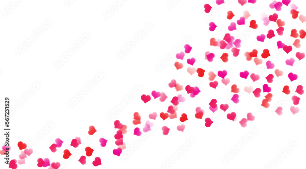 Flying hearts png illustration, red pink hearts wave pattern overlay on transparent or white background