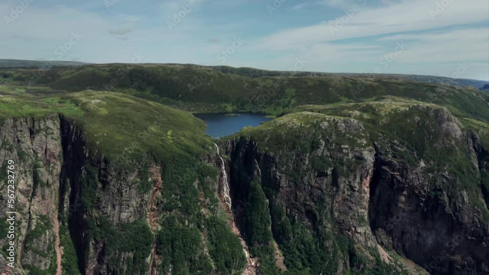 Gros Morne National Park - Drone Clip - Waterfall on Mountain Gros Morne National Park - Drone Clip - Waterfall on Mountain
