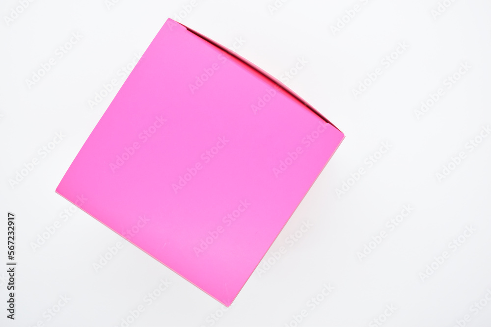 pink paper box on white background, beautiful package for design pink paper box on white background, beautiful package for design