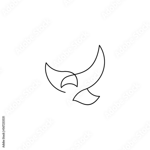 Continuous one line drawing of eagle or hawk bird vector, Illustration minimalism birds flying on the sky. Concept of freedom animal hand drawn sketch design
