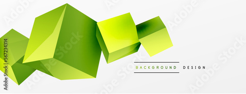 3d vector abstract background. Flying cubes composition. Trendy techno business template for wallpaper, banner, background or landing