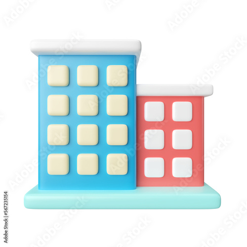Office Building 3D Illustration Icon