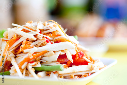 Papaya salad, crab, papaya salad, crab, popular Thai food