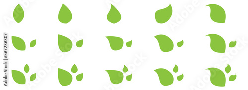 leaf green icon set collections, vector illustration