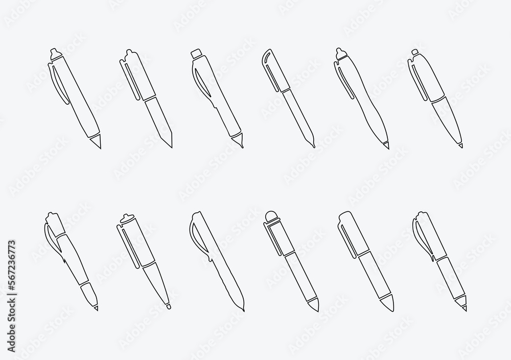 pen line art style icon set pen line art style icon set