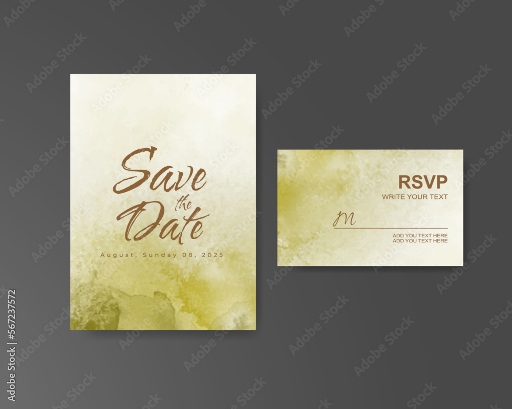 Wedding invitation with abstract watercolor background