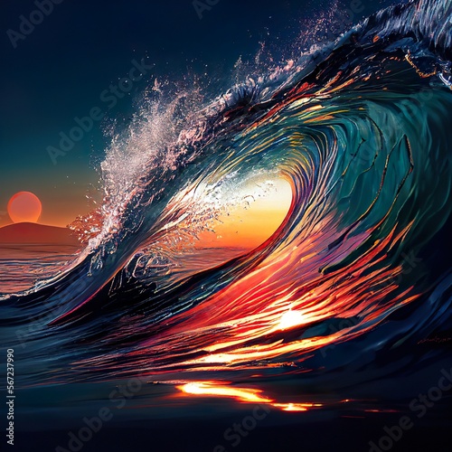 colored crashing ocean wave
