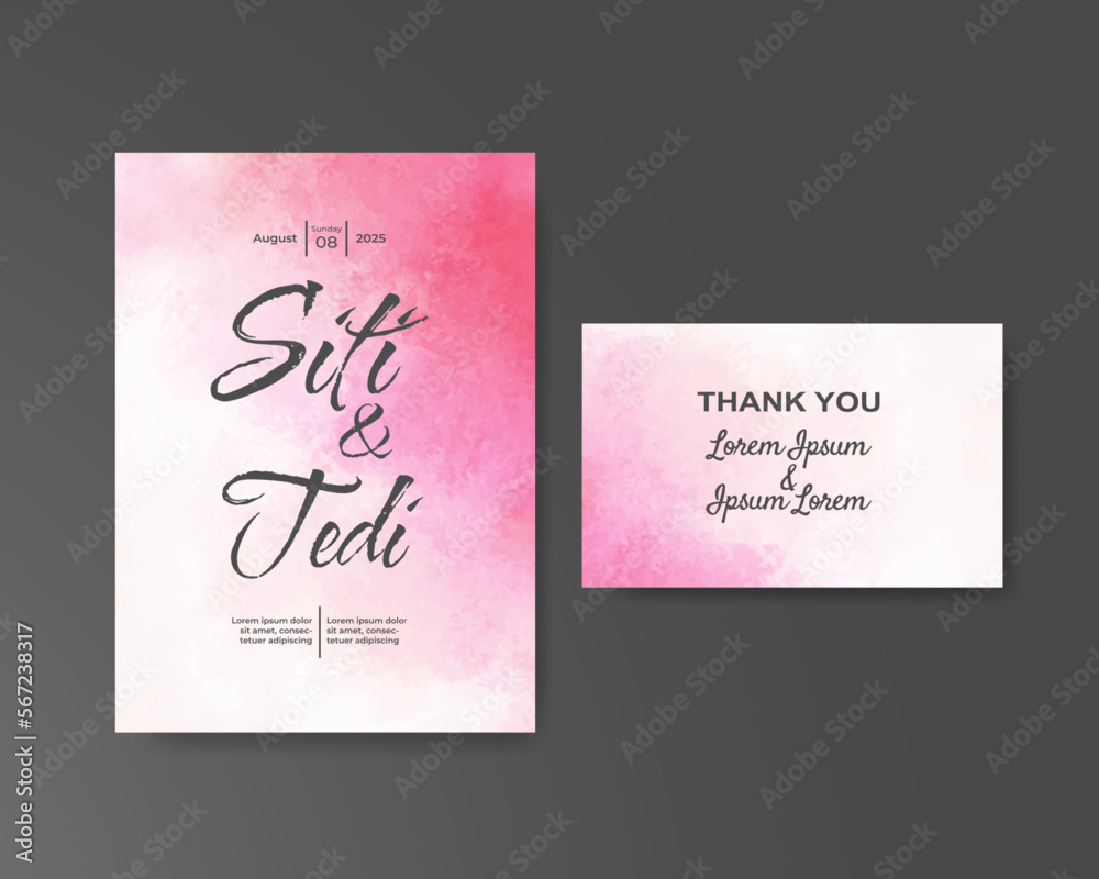 Wedding invitation with abstract watercolor background