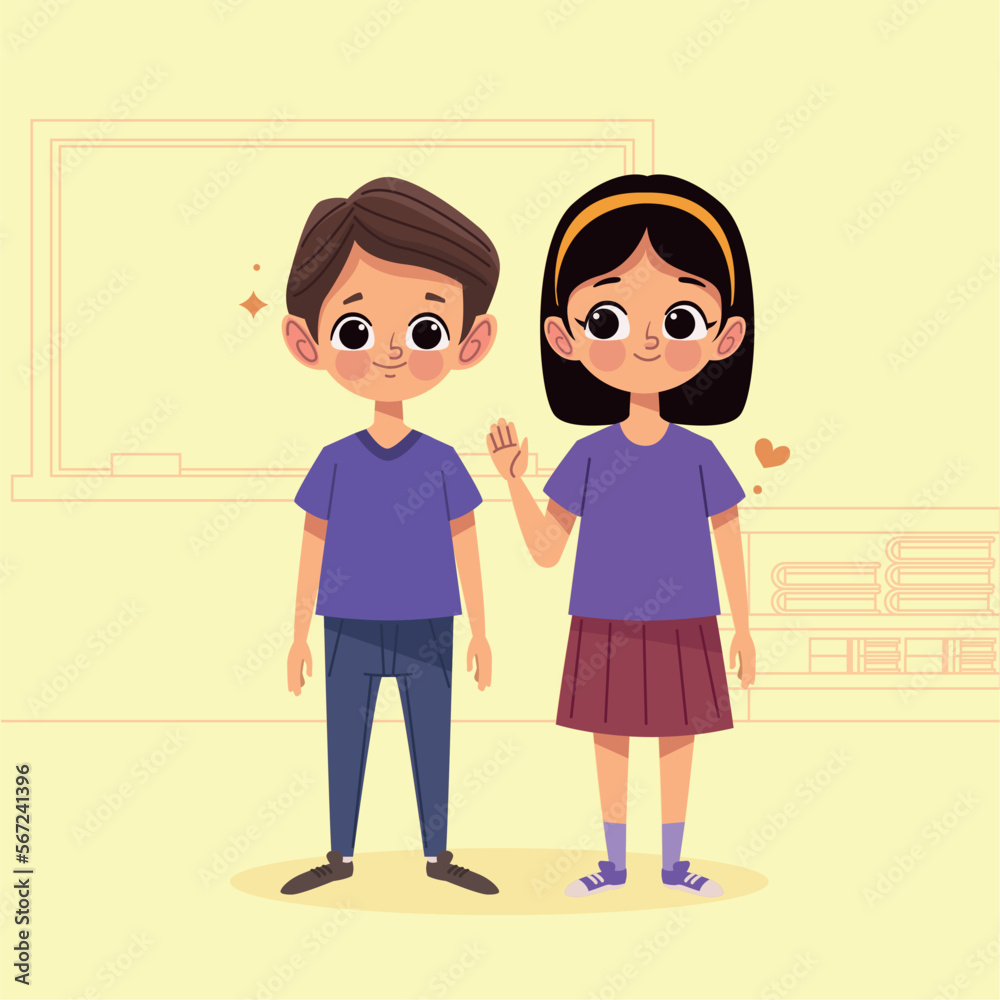 little kids couple in classroom little kids couple in classroom