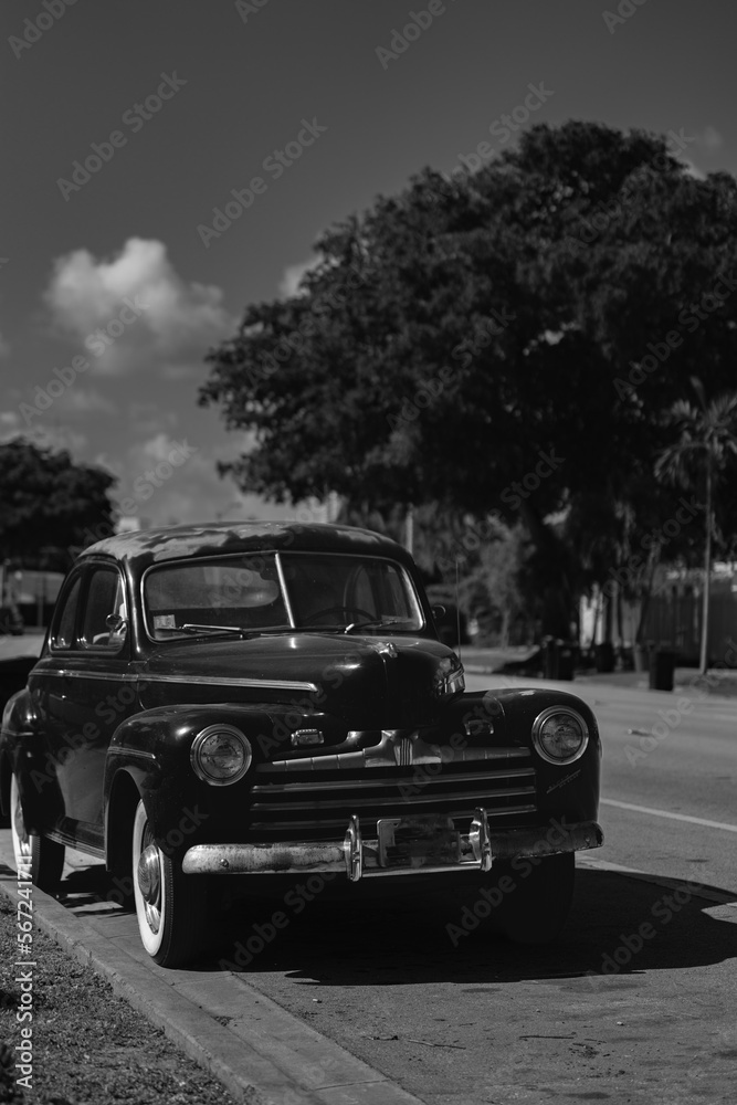 black and white car old 