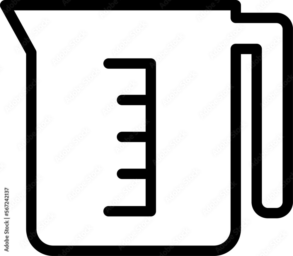 計量カップのシンプルなモノクロイラスト