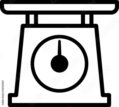 はかりのシンプルなモノクロイラスト
