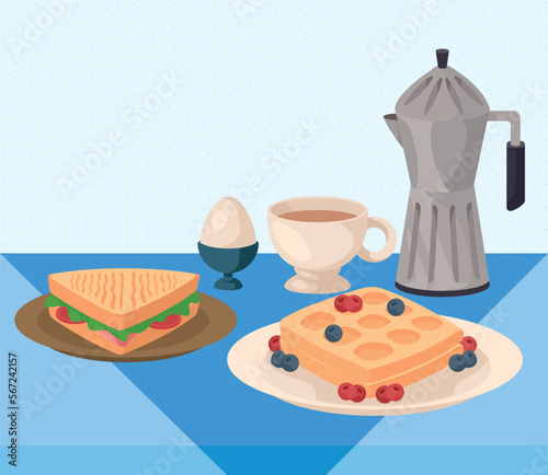 kettle with breakfast food
