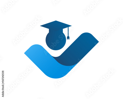 Abstract people with graduation hat logo
