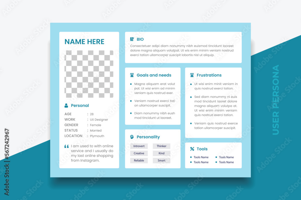 User Persona Document Template Vector Illustration Examples of User User Persona Document Template Vector Illustration Examples of User