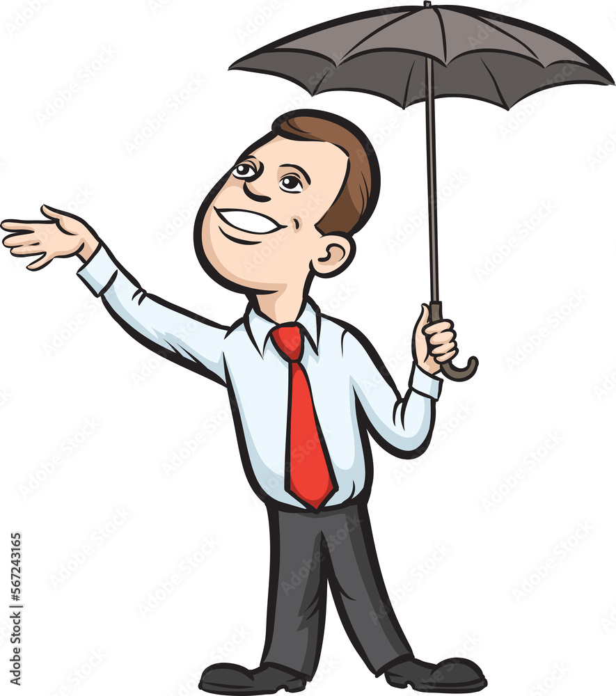 businessman with umbrella checking for rain - PNG image with ...