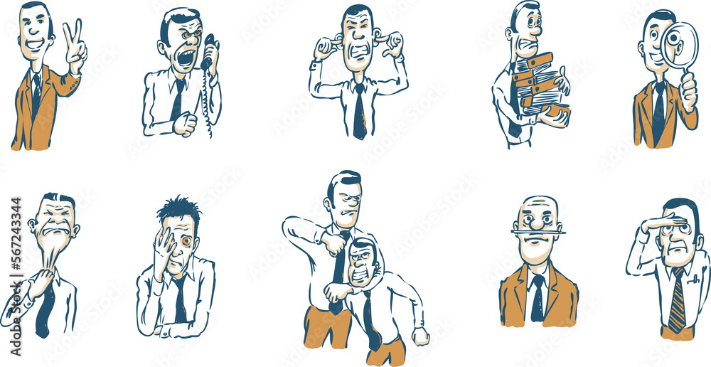 caricature businessmen in various situations - PNG image with transparent background caricature businessmen in various situations - PNG image with transparent background