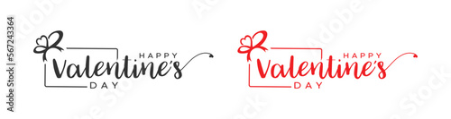 Love happy valentines day logo, happy valentines with gift box, valentine gift vector logo design.