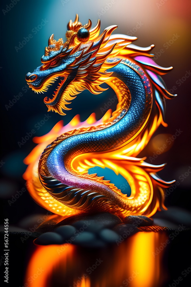 Obraz premium 竜の置物 オブジェ generative ai