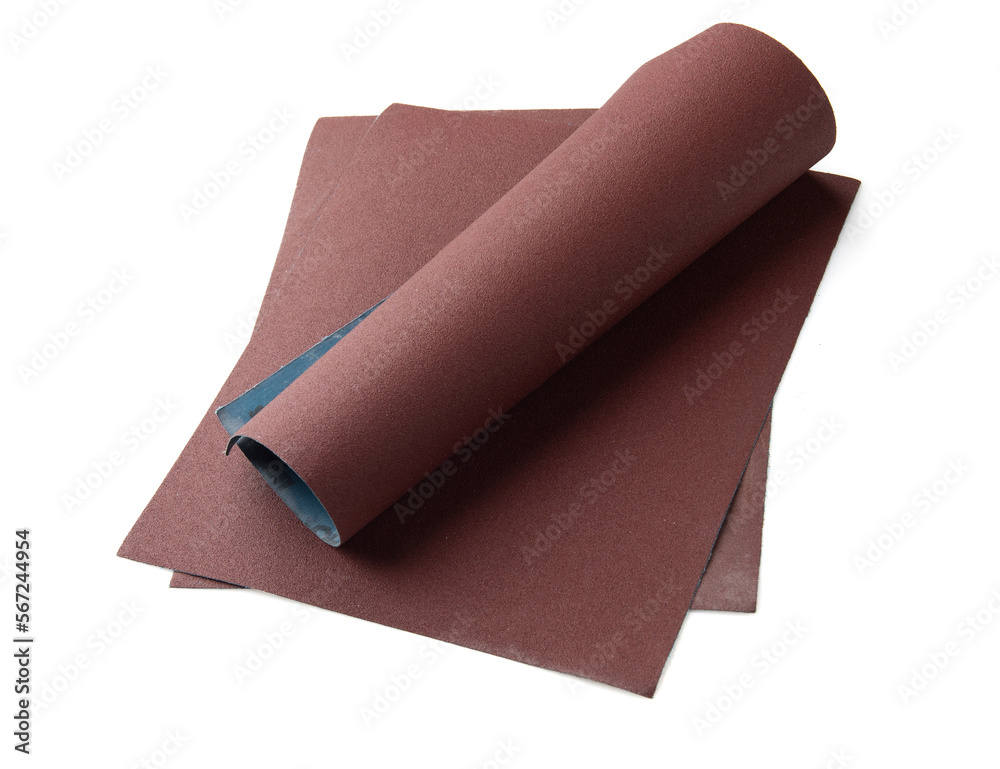 Red sandpapers isolated on white background Red sandpapers isolated on white background