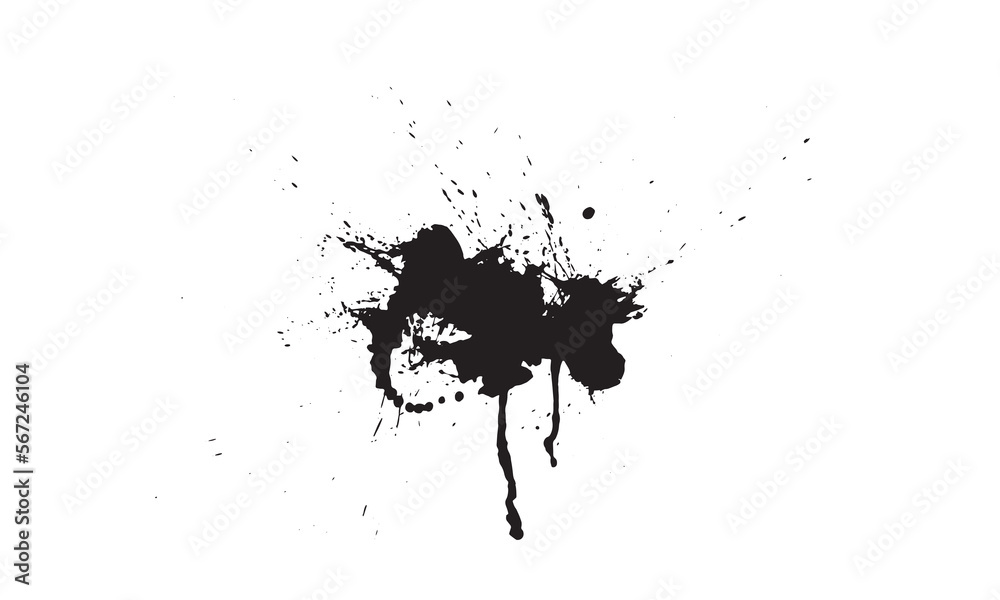 Abstract ink Black Splash Background black watercolor splash isolated on white