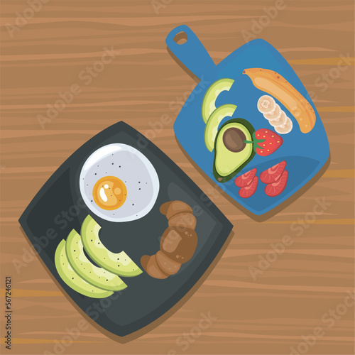 breakfast menu in wooden background