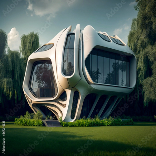 Futuristic house created using generative AI technology