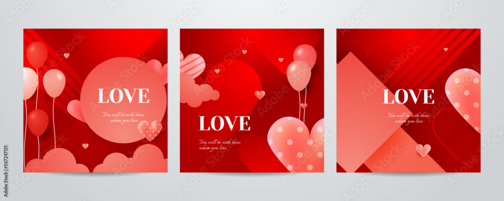 Set of Red and pink love lettering for valentines day design poster, greeting card, photo album, banner, calligraphy. Vector illustration collection Set of Red and pink love lettering for valentines day design poster, greeting card, photo album, banner, calligraphy. Vector illustration collection