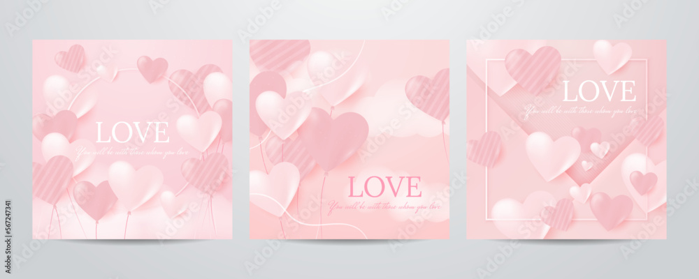 Valentines day background with heart pattern and happy valentines day text . Vector illustration. Wallpaper, flyers, invitation, posters, brochure, banners and social media square template